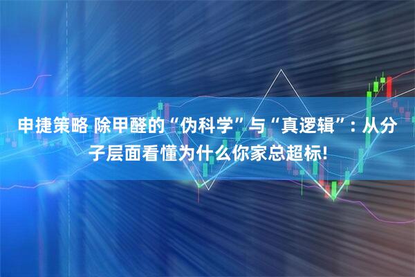 申捷策略 除甲醛的“伪科学”与“真逻辑”: 从分子层面看懂为什么你家总超标!